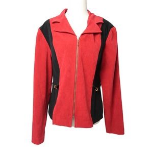Vintage 90s Fashion Bug red and black zip front blazer jacket 12